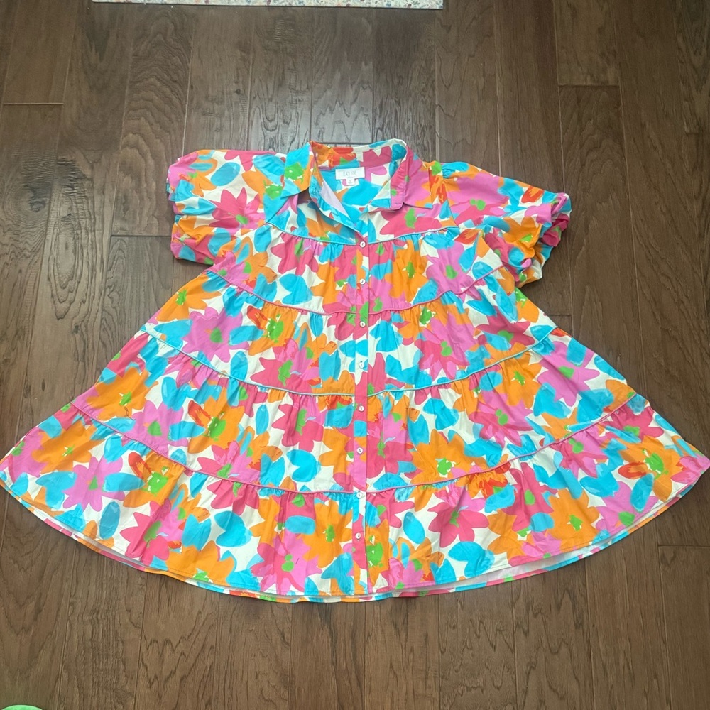 NWOT Peach Love Floral Multicolor Dress size large